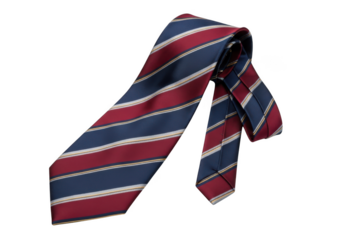 Classic striped necktie in red blue and white isolated on transparent background