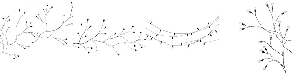 String Lights Collection, Decorative Lighting Elements on White