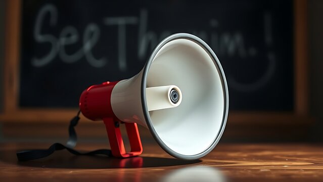 Megaphone on a dark surface with dramatic side lighting, creating a bold and impactful visual statement.