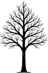 Obraz premium Vector art of bare tree silhouette isolated on white background transparent background