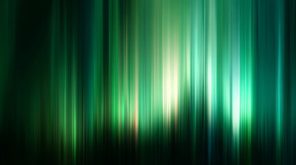 Abstract vertical streaks of vibrant green and white light create a luminous and ethereal aurora borealis effect against a dark background