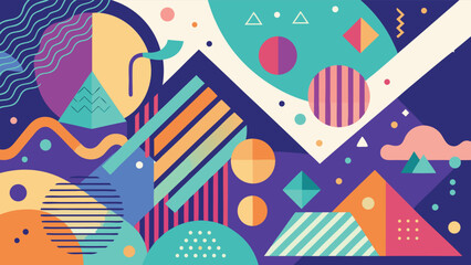 Obraz premium Abstract background featuring vibrant shapes and dots in various colors, creating a dynamic and lively visual effect..eps