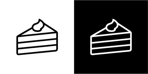 Cake Icon - Minimalist Black Outline Vector