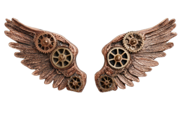 Ornate copper wings adorned with intricate gears