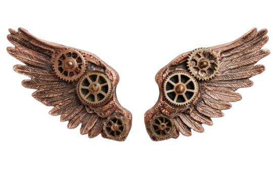Ornate copper wings adorned with intricate gears