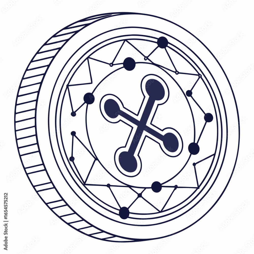 Poster stylized circular emblem with geometric pattern and cross