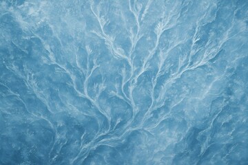 Obraz premium Abstract ice texture creating organic tree-like patterns and formations on a clear light blue background in a macro view. 