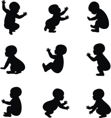Adorable baby silhouettes in various poses