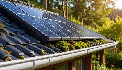 Solar panels on a tiled roof