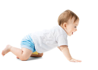 Adorable Baby Crawling on Transparent Background