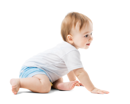 Happy Baby Crawling on Transparent Background