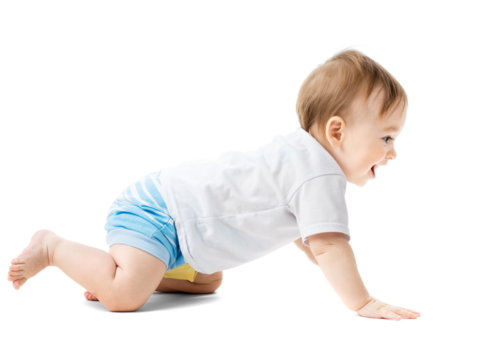 Adorable Baby Crawling on Transparent Background