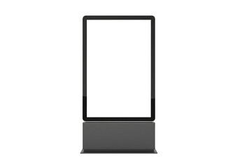 Blank digital advertising kiosk mockup, front view. Isolated on transparent background, png