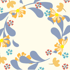 Romantic Pastel Floral Frame with Soft Pink and Peach Blossoms, Empty Space in the Center for Text or Message Background.