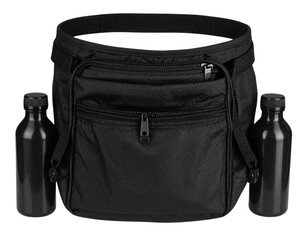  “Sport Running Belt with Twin Water Bottles and Secure Zipper Pocket, isolated on a transparent background”.