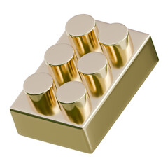 Obraz premium Gold metallic 2x3 brick; versatile product shot for branding, packaging, or tech toy design visuals.
