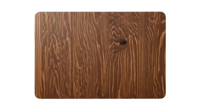 Square wooden board with a vertical grain texture. Isolated on transparent background, png
