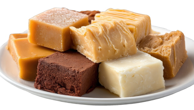 Assorted fudge squares on a plate