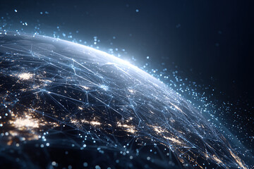 Digital Earth with Global Network Connection Futuristic Technology and Data Visualization
