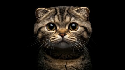 Nice isolate scottish fold cat. Scottish fold cat with curious eyes