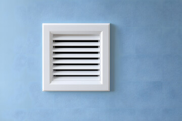 Fresh Air Flow Modern White Ventilation Grille on Blue Wall for Optimal Air Quality