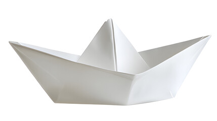 A white origami paper boat isolated white background, paper boat on white background, paper ship isolated on white background, origami paper boat