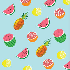 seamless pattern with fruits summer tropical fruits seamless pattern