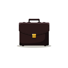 A brown, closed briefcase with a gold clasp, resting on a white background.
