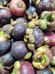 Close-up of Fresh Mangosteen Fruits