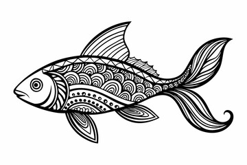 Fototapeta premium Vector illustration of a fish, a symbol of sea life, with an artful design on a white background