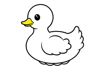 Cute baby ducklings follow their mother duck, an isolated cartoon illustration of yellow chicks swimming in water