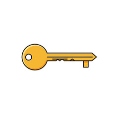 Simple, gold-colored key graphic, outlined in dark yellow.