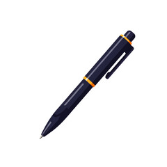 A sleek, isolated illustration of a black pen with gold accents, ready for writing.