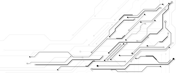 Vector Technology black circuit diagram concept. Abstract technology on white background. High-tech circuit board.