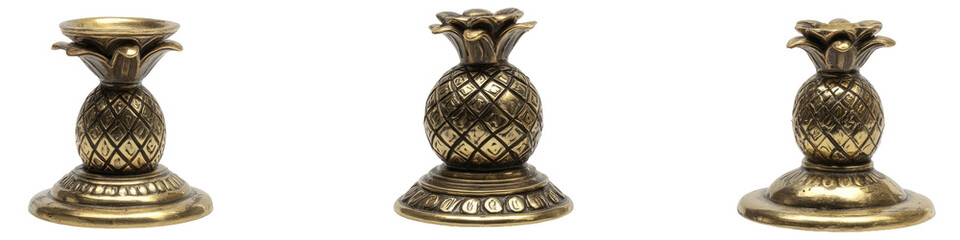 Three decorative pineapple candle holders