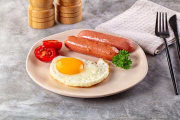 Breakfast with egg and sausages