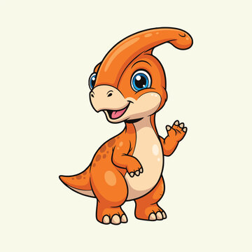 Cute parasaurolophus cartoon vector icon illustration animal icon isolated flat vector
