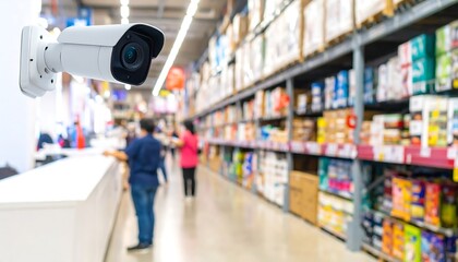 Obraz premium Security camera in a large warehouse store