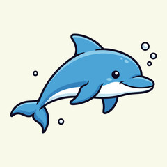 Fototapeta premium Cute dolphin cartoon vector icon illustration animal icon isolated flat vector