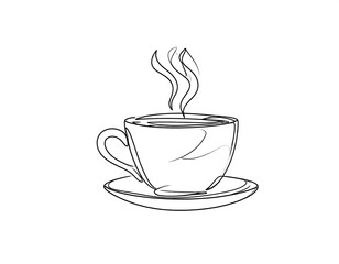 Single-line drawing of a coffee cup