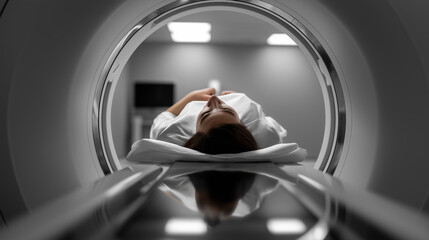 Minimalist Patient Framed in Scanner with Empty Space for Text