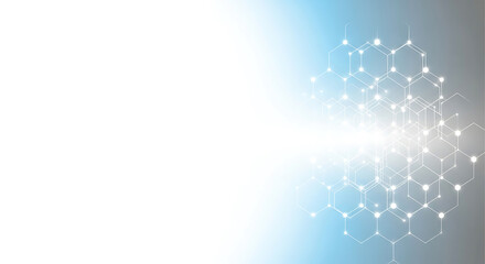 Abstract network of glowing nodes and lines on a gradient background