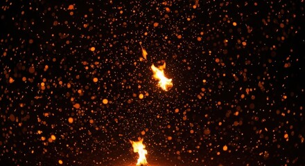 Bright Fire Sparks with Glowing Ember Particles Against Black Background