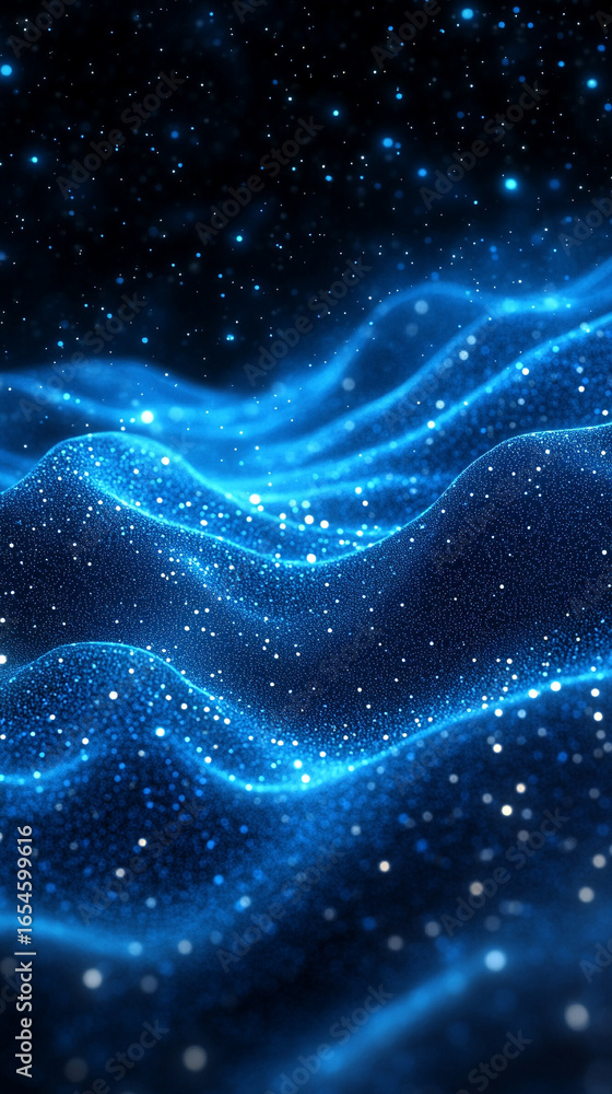Poster 3d waves of digital information flowing in abstract motion. futuristic data flow background concept 