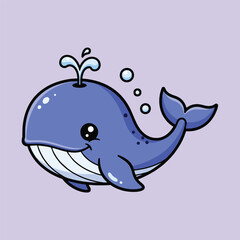 Cute whale cartoon vector icon illustration animal nature icon isolated flat