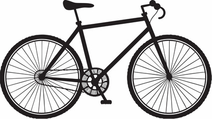 Illustration of a bicycle with detailed spokes and a classic frame design in black silhouette style