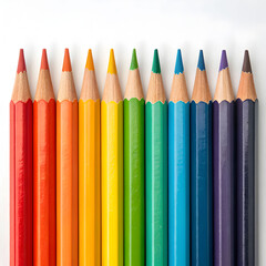 Obraz premium set of colorful pencils arranged neatly on white background