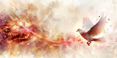 wedding invitation design, romantic background with white pigeon