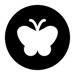 black and white illustration of butterfly icon