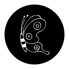 black and white illustration of butterfly icon